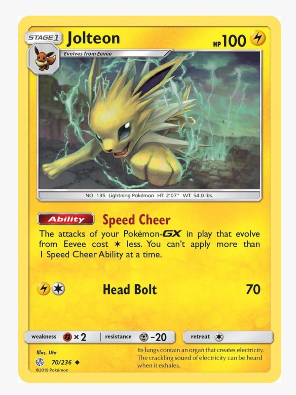 Jolteon SM Cosmic Eclipse Pokemon Trading Card
